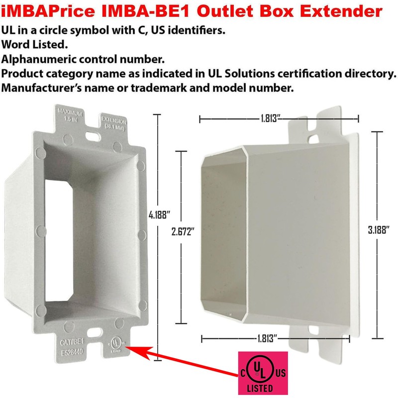 iMBAPrice IMBA-BE1 (UL Listed) 1-Gang Non-Metallic Electrical Power Outlet Box