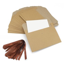 Pack of 30 Retro Envelopes, HASLED Kraft Paper Envelopes with Ribbons, DIY Envelopes with Blank Cards, for Greeting Cards, Invitations, Birthday Cards