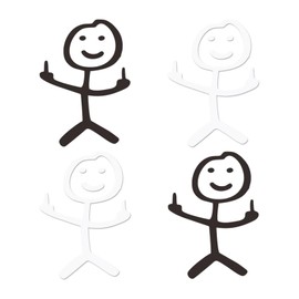 TEOZBLU Set of 4 Car Stickers, Middle Finger Funny Sticker Sticker for Car Rear Window & Bonnet, Waterproof & Reflective, 12 x 8.5 cm Set in Black & Silver White