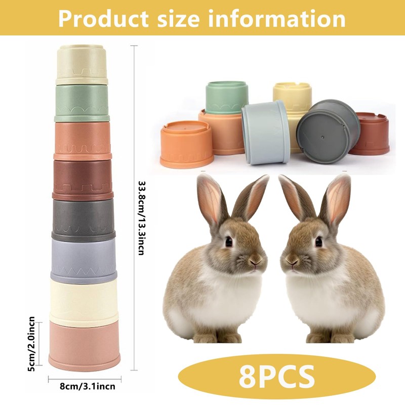 8 PCS Stacking Cups, Rabbit Stacking Cups, Stacking Cups for