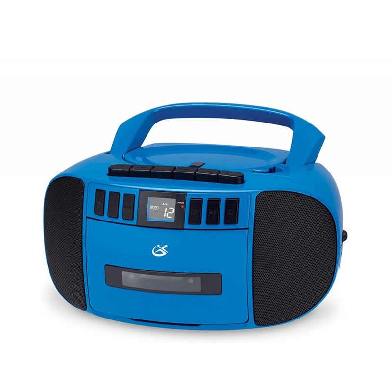 GPX BCA209BU Portable Am/FM Boombox with CD and Cassette Player,
