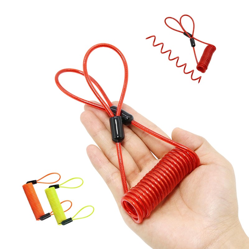 fKiZanthene 2Pcs Disc Lock Reminder Cable, 145 cm Retractable Motorcycle