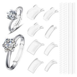 KFHENSOMR 12 Stück Ringverkleinerer Unsichtbarer Silikon Ring Verkleinerung für Breite Ringe Unsichtbarer Ringgrößenversteller passend für alle Ringe verschiedene Größen