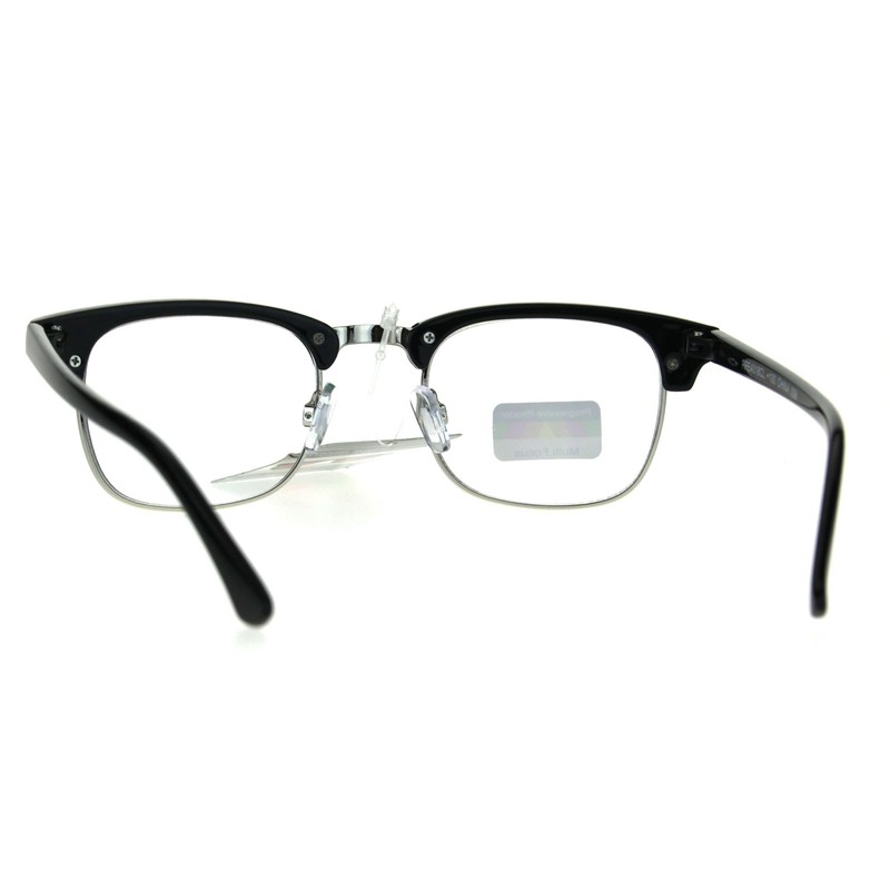 Half Horn Rim Hipster Multi 3 Focus Progressive Reading Glasses