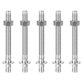 DTGN 1/2" x 6" Wedge Anchors - 5Pack - Good for Cement and Concrete Wall - 304 Stainless Steel Zinc Plated Screw Bolt Nut Expansion Tube Fasteners
