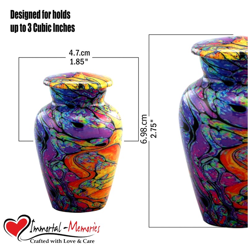Modern Print Keepsake Urn - Colorful Mini Cremation Urn for
