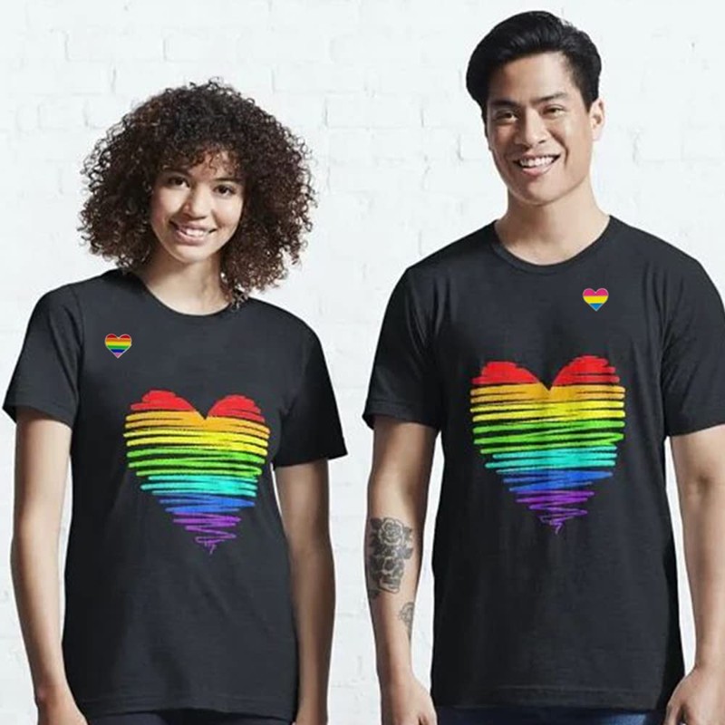 Juego de 2 broches de arco iris, diseño de corazón,