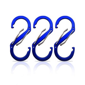 S Carabiner - Small Carabiner - Carabiner Key Ring with Double Opening - Mini Carabiner - Carabiner Set - Carabiner - Pack of 3 Blue (25 x 23 mm)