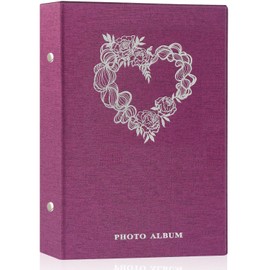Miaikoe Photo Album 6x4 Slip in, Linen 300 Pockets Photo Albums Holds 300 Horizontal 10x15cm Photos for Family Wedding Anniversary (Purple)
