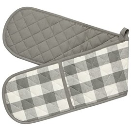 Now Designs Double Chef Oven Mitt, W7.5 x L36in, London Gray Buffalo Check