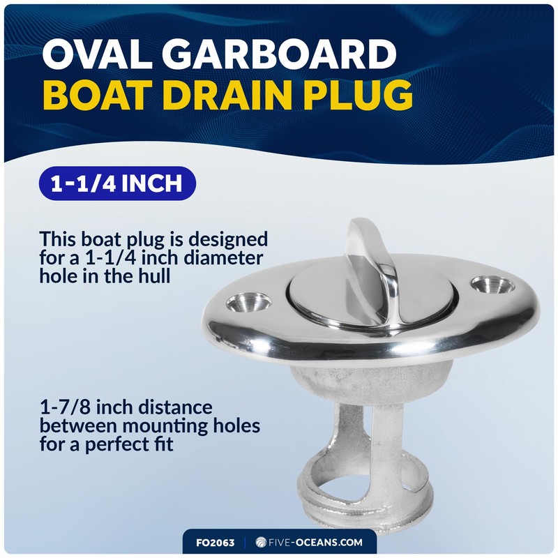 Five Oceans Kayak Drain Plug - Boat Plug, Stainless Steel,
