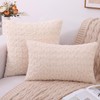 Cikary Cream Beige Fur Throw Pillow Covers 3D Rose Pattern
