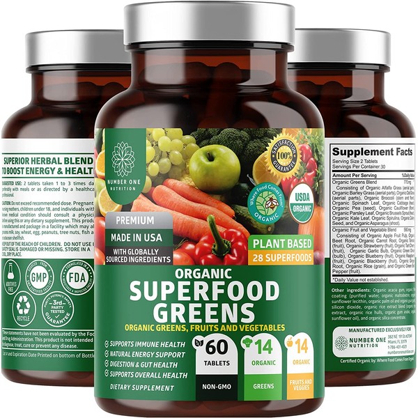 N1N Premium Organic Superfood Greens [28 Powerful Ingredients] Natural Fruit and
