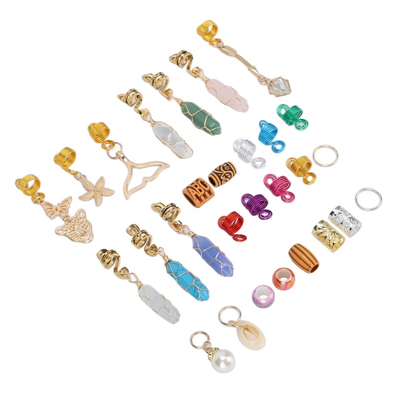 129pcs Dreadlocks Hair Rings Alloy Exquisite Shapes Hair Braiding Cuffs
