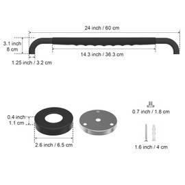 2 Pack 24 Inch Black Shower Grab Bar w/Anti Slip Rubber Grip,ZUEXT Stainless Steel Bath Grab Bar,Bathroom Balance Bar,Wall Mount Safety Handrail Support,Handicap Injury Elderly Senior Assist Handle
