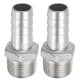 PATIKIL 304 Stainless Steel Barb Hose Fitting, 2 Pack 3/4" Hose Barb x 3/4" NPT Thread Pipe Connector Adapter Quick Fittings for Bore Air Water Connecting