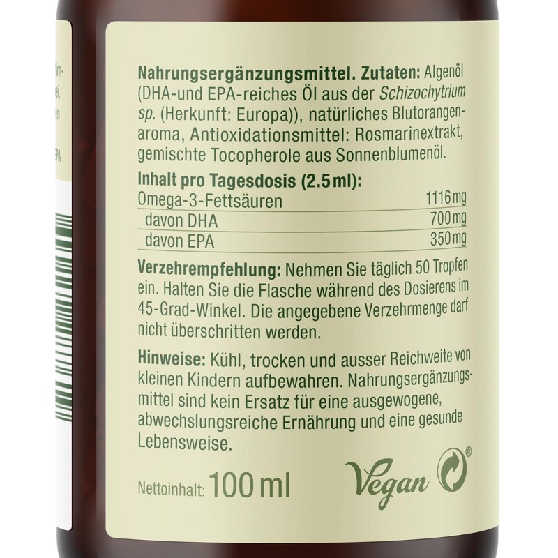 Effective Nature Omega-3 Oil EPA & DHA, Vegan Algae Oil