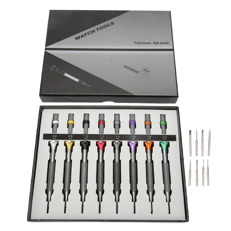 8 Pcs Watch Screwdriver Set 0.6 To 2mm Precise Slot