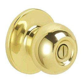 J-Series by Schlage Corona Door Knob with Standard Trim, Bed & Bath Privacy Lock, Bright Brass, J40 CNA 605
