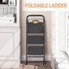 TOOLF 3 Step Ladder, Sturdy Steel Step Stool with Anti-Slip