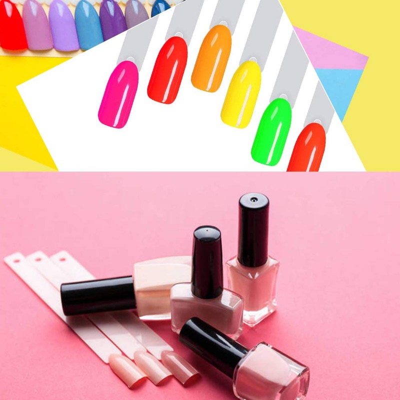 150 Pcs Clear Nail Swatch Sticks with Ring, Fan Shape