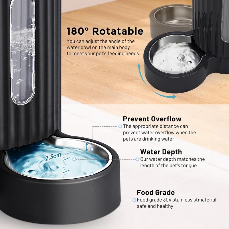 ZOMISIA Gravity Cat Feeder and Water Dispenser with 304 Stainless
