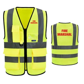 Fire Marshal High Visibility Safety Vest Fire Marshal hi vis vest with zipper pocket