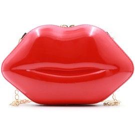 LoveWLC Red Lip Clutch Purse,novelty PU mini Evening handbags Crossbody Bag for Women trendy