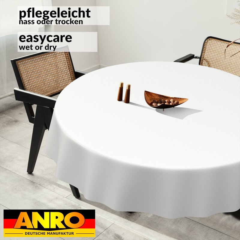 ANRO Oilcloth Tablecloth, Washable, Oilcloth, Garden Tablecloth, Outdoor, Indoor, Round,