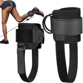 Ankle Strap for Cable Machine, Padded Adjustable Straps for Glute Workouts, Leg Extensions, & Hip Abductors - Color: Single-Yellow