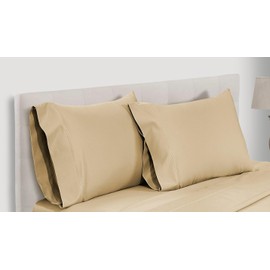 Pillow Cases Set of 2, Cooling Pillowcases Standard Size Set of 2, 800 Tc Egyptian Cotton- Semolina