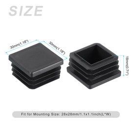 METALLIXITY Square Tube End Cap(30 x 30mm) 20Pcs, Plastic Plugs Insert End Caps Pipe Cap Cover - for Furniture Table Chair Legs, Black