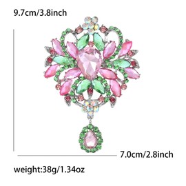 coadipress Rhinestone Sorority Brooch Pin for Women Sparkling Pink Green Full Crystal Greek AKA Sorority Alphah Paraphernalia Lapel Pin Sisterhood Graduation Jewelry Accessory (Flower0084)
