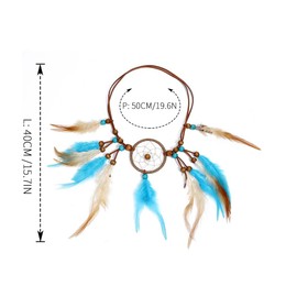 Zoestar Boho Feather Headband Indian Braid Dream Catcher Headpiece Hippie Vintage Head Chain Jewelry Party Costume Hair Accessories for Women and Girls