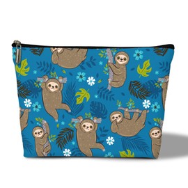 Qssfdgg Women Makeup Bag, Girl Daughter Animal Lover Gift, Gift for Her Sister Girlfriend, Sloth Green Leaf Purse Travel Organizer Toiletry Pouch, Gadget Accessories Bag with zipper -23