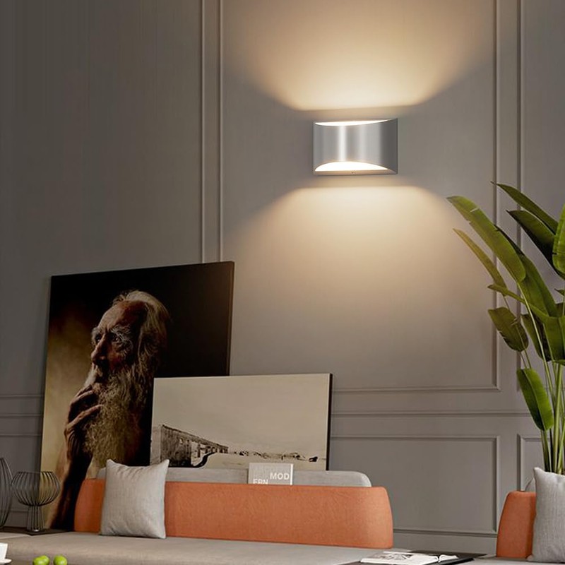 Aipsun Nickel Modern LED Wall Sconce Hardwired Indoor Wall Lights