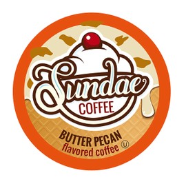 Sundae Ice Cream Flavored Coffee Pods, Compatible with 2.0 Keurig K-Cup Brewer, (Butter Pecan) 48 Count