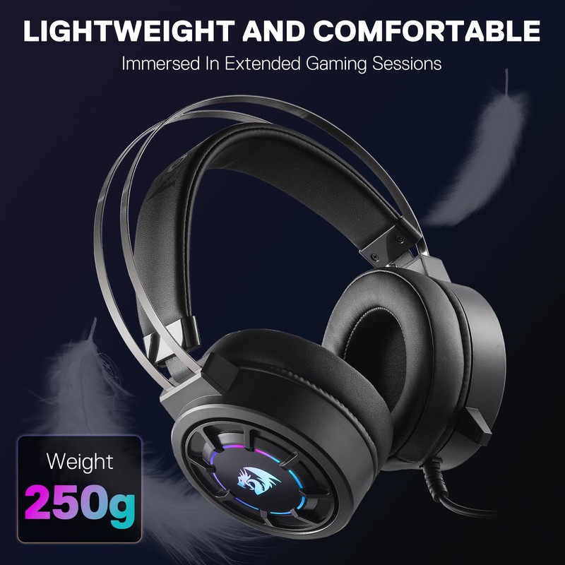 Redragon H314 RGB Gaming Headset - Wired Computer Headset with
