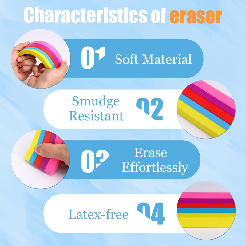 AmoreAngel Crafts 1Big Block Rainbow Pencil Erasers, Large Erasers, Dividable
