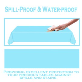 137 x 274 cm Disposable Paper Tablecloths Roll Sky Blue, Pack of 2 Plastic Party Tablecloths Paper Tablecloth Roll Waterproof Tablecloth for Christmas, Bee Party, Children's Birthday, Weddings