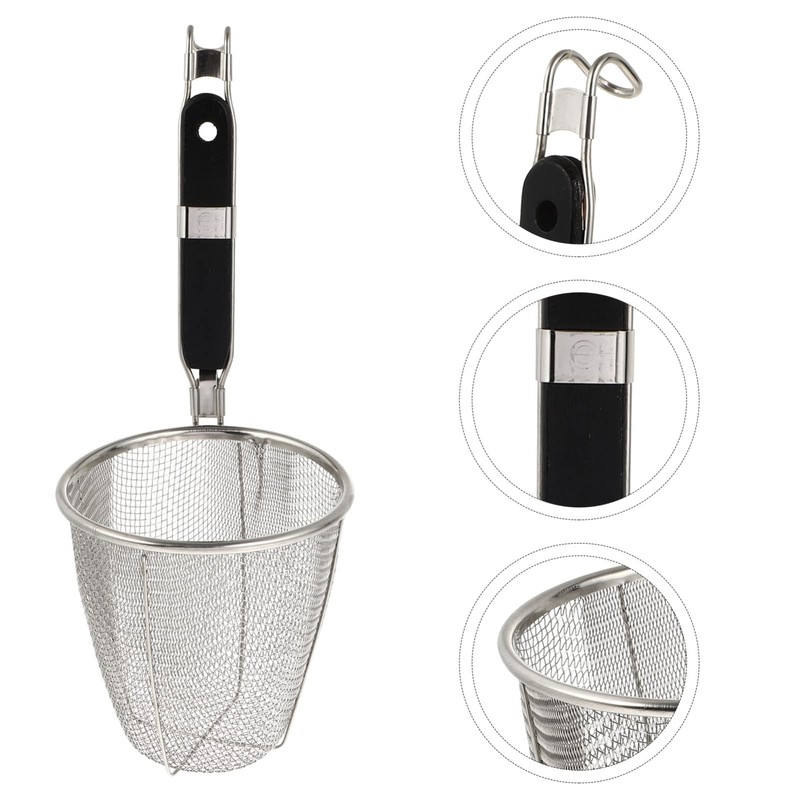 Colador De Acero Inoxidable Con Mango Negro Cesta De Malla