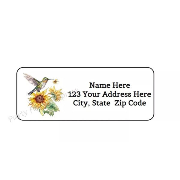 Party Favors Express 30 HUMMINGBIRD SUNFLOWER PERSONALIZED RETURN ADDRESS LABELS