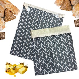 MINGJYLES 2 Pack Reusable Beeswax Bread Bags for Sourdough - 12.6” x 16.3” Extra Large Storage, Keeps Homemade Bread Fresh