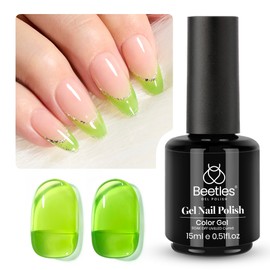Beetles Green Gel Nail Polish, 15ML Light Green Jelly Gel Polish Soak Off UV Sheer Translucent Effect Spring Summer Gel French Nail Art Design Manicure Gift for Women