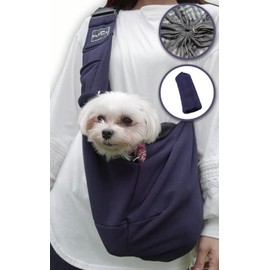 ReFUNA Pet Sling with Shoulder Pads, Adjustable Length, Dog Sling, Mesh Net, Prevents Jumping Out, 22.0 lbs (10 kg), Pet Bag, Carry, Cats, Navy, Supervised by Pet Vocational School