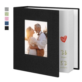 Yopih Photo Album 4x6 52 Pockets Photo Albums with Linen Cover Picture Albums for Family, Wedding, Baby, Photo Book Holds Vertical Pictures Black