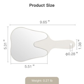 Annhua Handheld Mirrors with Handle Small Face Mirror, Tooth Shaped Hand Mirror Makeup, Used for Dentist Office, Clinic, Bathroom, Barber and Salon - White