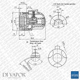 24 Teeth Shower Temperature Controller 9.5mm Thermostatic Cartrid