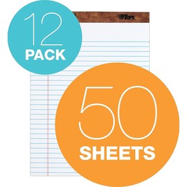 TOPS 7533 Legal Pads,Legal Ruled,8-1/2-Inch x11-3/4-Inch,50Sht,12Pack/DZ,CA