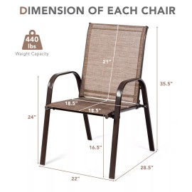Unbrand Set of 4 Patio Chairs Dining Chairs w/ Steel Frame Yard Outdoor Brown